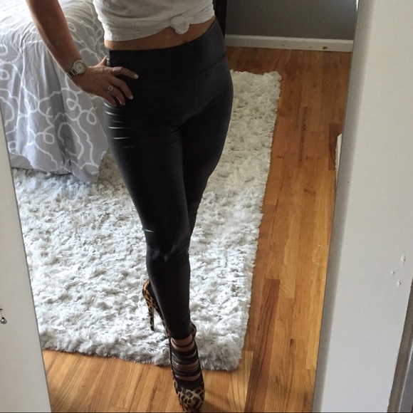 High Waisted Leather Leggings - Picture 2 of 2
